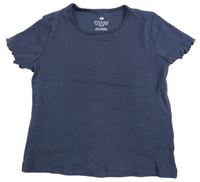 Tmavomodré rebrované crop tričko H&M