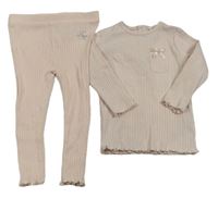 2set - Svetloružové rebrované tričko s kapsou + legíny River Island