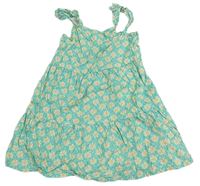 Tyrkysové květované lehké šaty Primark