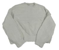 Biely chlpatý crop sveter H&M