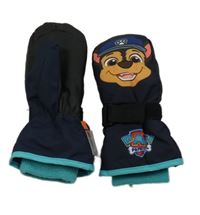 Tmavmodré šusťákové zimní palcové rukavice s Paw Patrol