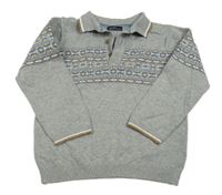 Sivý melírovaný polo sveter so vzorom Next