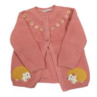 Staroružový prepínaci sveter s ježkami a výšivkami květů