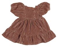 Starorůžové žebrované sametové šaty H&M