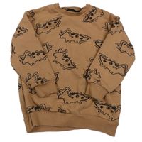 Hnědá mikina s dinosaury Next