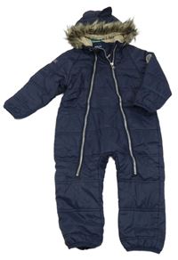 Tmavomodrá šusťáková zateplená funkční kombinéza s kapucí Regatta