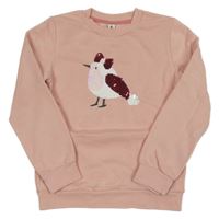 Ružová mikina s ptáčkem z překlápěcích flitrů Yigga