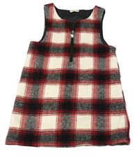 Béžovo-černo-červené kostkované vlněné šaty F&F