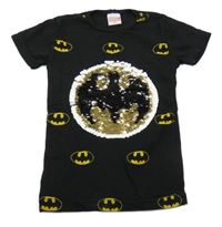 Černé tričko s logem Batmana z překlápěcích flitrů
