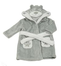 Šedý chlupatý župan s kapucí - medvěd Babytown
