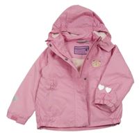 Růžová šusťáková jarní lehce zateplená bunda s kočkou a kapucí Impidimpi