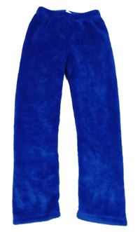 Safírové chlupaté tepláky Shein