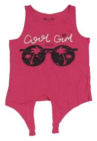 Fuchsiový crop top s okuliarmi s palmami