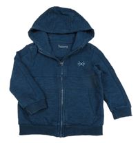 Petrolejová melírovaná prepínaci mikina s žebrováním a kapucňou Nutmeg