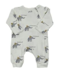 Biely rebrovaný overal so slonmi M&S