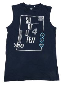 Tmavomodré tielko s nápisom Yigga