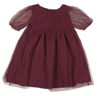 Vínové trblietavé tylové šaty H&M