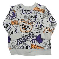 Biela mikina s halloweenským motívom Next
