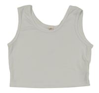 Biely rebrovaný crop top Shein