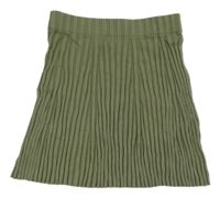 Khaki rebrovaná pletená sukňa H&M