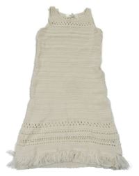 Smotanové pletené dlhé šaty s strapcemi H&M
