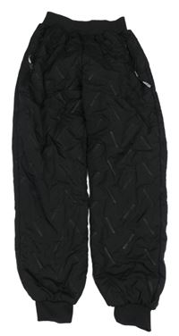 Čierne vzorované šušťákové zateplené cuff nohavice