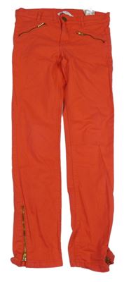 Jahodové skinny rifle so zipy H&M