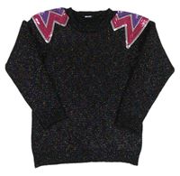 Čierno-farebný trblietavý sveter s flitrami Tu