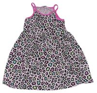 Starorůžovo-čierno-farebné vzorované melírované letné šaty zn. Matalan