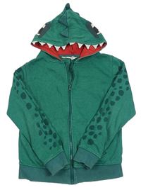 Zelená prepínaci vzorovaná mikina s ostny a kapucí - dino H&M