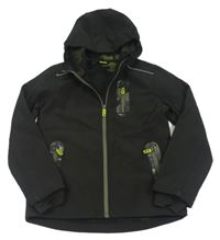 Černá sofhtshellová bunda s army prvky a kapucí Y.F.K.