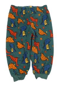 Tmavozelené plyšové pyžamové kalhoty s dinosaury Primark