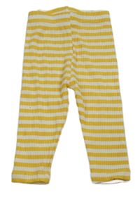 Bielo-žlté pruhované rebrované legíny