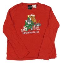 Červené pyžamové triko s pejsky H&M