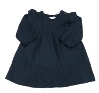 Tmavomodré svetrové šaty s volánky F&F