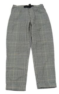 Čierno-biele kockované nohavice s mašlou H&M