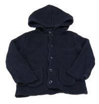 Tmavomodrý propínací svetr s kapucí GAP