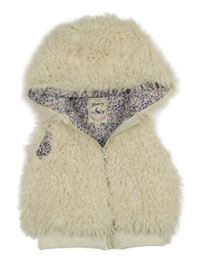 Smotanová kožušinová podšitá vesta s kapucňou Debenhams