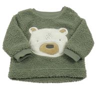 Khaki huňatá podšitá mikina s medvěďom Nutmeg