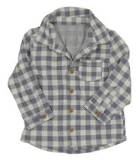 Fialovo-šedá kostkovaná úpletová košile George