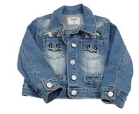 Modrá rifľová bunda s králikmi