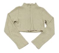 Svetlobéžový rebrovaný crop prepínaci sveter Peacocks