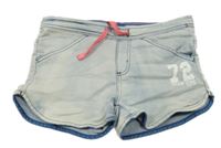 Světlemodré melírované riflové kraťasy s číslem Page one young
