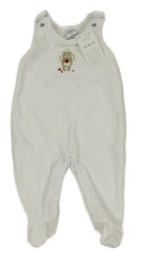 Nové - bílé sametové dupačky s medvěďom H&M