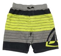 Sivo-žlto-čierne pruhované plážové kraťasy