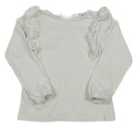 Biele tričko s volánikmi Mango