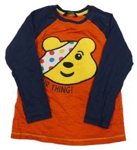 Červeno-tmavomodré triko s Pudsey George