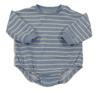 Modro-béžové pruhované teplákové body Tu