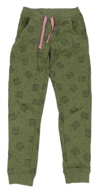Khaki tepláky so sovami kids