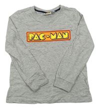 Sivé melírované tričko s logem Pac-Man